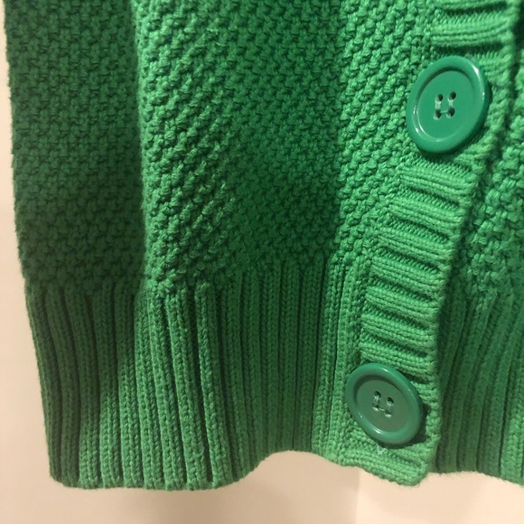 LL Bean XS Green Button Cardigan 3/4 length sleeve - Picture 5 of 7